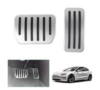 GAFAT Tesla Model Y Juniper 2025 2026/ Model 3 2022-2025 2026 Pedales para Gas y Frenos, Tesla Model 3 Highland Tapas de Pedal, Cubierta Pedales de Base, Accesorios Tesla Model Y 2025 (Plata)