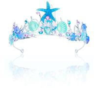 GAFATORY Mermaid Tiara for Women Pearl Mermaid Crown Adult Mermaid Party Favor Mermaid Headband Hair Accessories Costume Mermaid Birthday Party Purple Blue Purple Tiaras Seashell Starfish, metal