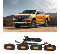 GafeSkui Bright LED Grill Light with Wiring Harness, Waterproof, Compatible with Ford Ranger T9 2022-2025, 4pcs Plug-in Truck Grille Accessory