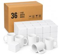 GAFFCO 36 Pack 11oz Sublimation Mugs with Individual Gift Boxes, Blank White Ceramic Coffee Mugs for Heat Press Printing, Sublimation Blanks for Personalised Gifts & Small Business