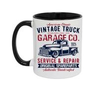 GAFFCO American Classic Vintage Truck - 11 oz Ceramic Coffee Mug | Retro Patriotic Pickup Design | Gift for Truck Lovers, Collectors & USA Pride Fans (Black)