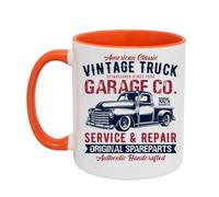 GAFFCO American Classic Vintage Truck - 11 oz Ceramic Coffee Mug | Retro Patriotic Pickup Design | Gift for Truck Lovers, Collectors & USA Pride Fans (Orange)