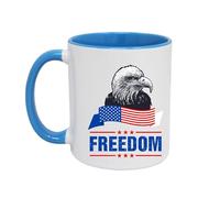 GAFFCO American Flag Eagle Mug - Patriotic Coffee Cup with Bald Eagle Design - USA Pride Gift for Veterans, Military, and Freedom Lovers - Independence Day Drinkware - 11oz Ceramic Mug (Light Blue)