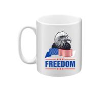 GAFFCO American Flag Eagle Mug - Patriotic Coffee Cup with Bald Eagle Design - USA Pride Gift for Veterans, Military, and Freedom Lovers - Independence Day Drinkware - 11oz Ceramic Mug (White)