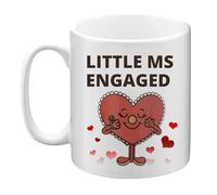 GAFFCO Little Ms Engaged Coffee Mug - Cute Engagement Gift for Fiancée - 11oz (312g) Ceramic Mug with Heart & Ring Design - Bridal Shower, Engagement Party, Future Bride Gift (White)