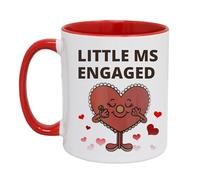 GAFFCO Little Ms Engaged Coffee Mug - Cute Engagement Gift for Fiancée - 11oz (312g) Ceramic Mug with Heart & Ring Design - Bridal Shower, Engagement Party, Future Bride Gift (Inner Red)