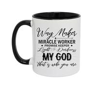 GAFFCO Way Maker Miracle Worker Promise Keeper Mug - 11 oz | Inspiring Faith Mug for Daily Hope (Black)