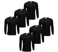 Gaffer 6 Pack Mens Thermal Top Set Long Sleeve T-Shirts Warm Baselayer Inner Underwear Vest Winter Ski Wear for Outdoor Work, Travel, and Cold Weather Black 6 Pack Long Sleeve Top 2XL