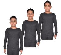 Gaffer Boys Thermal Shirt - Kids Long Sleeve Vest, Winter Warm Base Layer Top, Soft Fleece Lined, Lightweight and Comfortable, Ideal for Casual Wear and for Outdoor Charcoal - 3 Pack 9-10