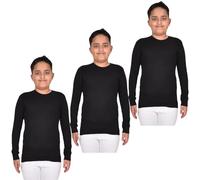Gaffer Boys Thermal Shirt - Kids Long Sleeve Vest, Winter Warm Base Layer Top, Soft Fleece Lined, Lightweight and Comfortable, Ideal for Casual Wear and for Outdoor Black - 3 Pack 7-8