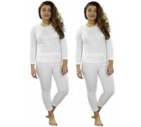 Gaffer Ladies Big Size Thermal Top Bottom Women Winter Warm Long Sleeve T Shirt (2 Pack Full Set-White, 18-20)