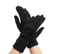 Gaffer Ladies Winter Knit Gloves 6 Pack Black Colour Acrylic Stretch Gloves, Warm Soft Lightweight Cold Weather Women Knitted Handwear Black - 6 Pack