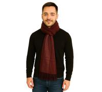 Gaffer Men Scarf Wool Blend Soft Plaid Check Women Knit Neckwear 200×32 cm Long Winter Warm Neck Double Sided Scarves Unisex Wine - SR01 200cm x 32cm