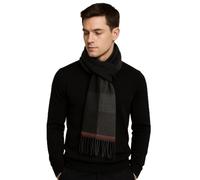 Gaffer Men Scarf Wool Blend Soft Plaid Check Women Knit Neckwear 200×32 cm Long Winter Warm Neck Double Sided Scarves Unisex Black - SR11 200cm x 32cm