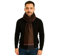 Gaffer Men Scarf Wool Blend Soft Plaid Check Women Knit Neckwear 200×32 cm Long Winter Warm Neck Double Sided Scarves Unisex Brown - SR11 200cm x 32cm