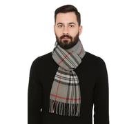Gaffer Men Scarf Wool Blend Soft Plaid Check Women Knit Neckwear 200×32 cm Long Winter Warm Neck Double Sided Scarves Unisex Grey - SR02 200cm x 32cm