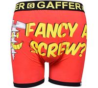 Gaffer Mens Boxers Funny Boys Funky Rude Novelty Shorts Elasticated Trunks Stretchable Waist Underwear Screw Red Medium