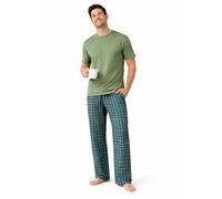 Gaffer Mens Pajamas Set Check Short Sleeve T-Shirt Forest - Pjamaset-21 XL
