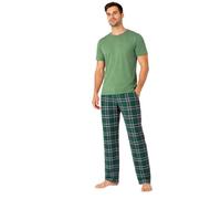 Gaffer Mens Pajamas Set Check Short Sleeve T-Shirt Green - Pjamaset-21 XL.1