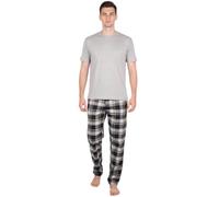Gaffer Mens Pajamas Set Check Short Sleeve T-Shirt Grey Pjamaset-21 2XL