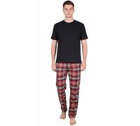 Gaffer Mens Pajamas Set Check Short Sleeve T-Shirt Red Pjamaset-21 XL