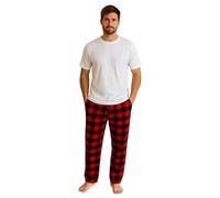 Gaffer Mens Pajamas Set Check Short Sleeve T-Shirt Red White Pjset 21 2XL