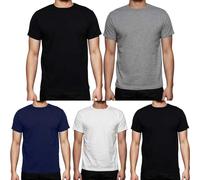 Gaffer Mens T Shirts Plain Crew Neck Cotton Top Tees Workwear Undershirts Gym Running Workout Classic Basic T-Shirt Short Sleeve 5 Pack - Assorted XL
