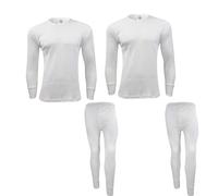 Gaffer Mens Thermal Sets 2 Pack Long Sleeve Tshirt Johns Bottoms T Shirt Ski Wear White XX-Large 2XL XXL