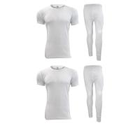 Gaffer Mens Thermal Sets 2 Pack Short Sleeve Tshirt Johns Bottoms Top T Shirt Ski Wear White Small