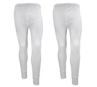 Gaffer Mens Thermal Top Bottom Long Johns T Shirt Trousers 2 Pack Warm Inner Under Wear Baselayer Short Long Sleeve Thermals Set Winter Ski Wear White Bottom - 2 Pack S