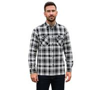 Gaffer Mens Work Check Shirt Long Sleeve - 100% Cotton, Casual Button Down, Soft & Breathable Plaid Shirt Black White 2XL
