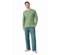 Gaffer Pajamas Set, Men's Cotton Lounge Pants with Check Design and Short Sleeve T-Shirt, Size S, M, L, XL, 2XL