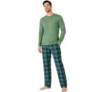 Gaffer Pajamas Set, Men's Cotton Lounge Pants with Check Design and Short Sleeve T-Shirt, Size S, M, L, XL, 2XL
