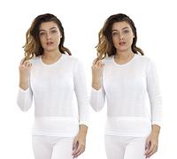 Gaffer Womens Thermal 2 Pack Top Long Sleeve T Shirt Warm Underwear Ladies Baselayer Thermals Winter Ski Wear White 22-24