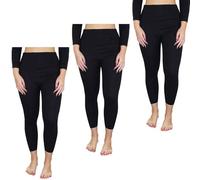 Gaffer Womens Thermal Bottom 3 Pack Long Johns Trousers Ladies Warm Inner Under Wear Baselayer Thermals Winter Ski Wear Black Bottom - 3 Pack 14-16