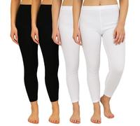 Gaffer Womens Thermal Bottom Underwear Ladies Winter Warm Long Johns Leggings Bottom 4 Pack White Black 22-24