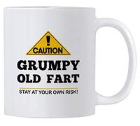 Gag Gifts for Grumpy Old Men. Caution Old Fart 11 oz Coffee Mug. Funny 40th, 50th, 60th, 70th, 80th Birthday Gift Idea for Grandfather, Senior or Grandpa.