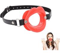 Gag Mouth Gag Silicone Lip Separator with Mouth Opening SM Ball Gag Lips Harness Bondage Adjustable Forged Mouth Open Leather Flirting Sex Toy for Beginners Couples (Red)