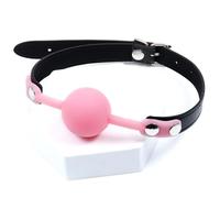 Gag Mouth,PU Leather Paly Buckle Belt Silicon Mouth Ball,Adjustable Silicone Lips Mouth Gag Mouth Ball, Lips Harness Bondage,Fetish Slave Sex Toys for Beginners Couples (Pink)