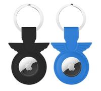 GAGAAL Case Tags-2 Pack Apple,Tag Holder Cute Case, Anti-Lost Tag Keychain Compatible with AirTag,Tag Holder Black Blue Protective Accessory for Pet, Keys, Luggage Cases