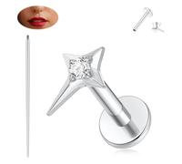 GAGABODY Cartilage Piercing Medusa Piercing Jewelry Tragus Earring Labret Studs 16g Internally Threaded Labret Silver Helix Earring CZ 16g Earrings G23 Titanium Earrings 6mm Lip Studs