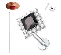 GAGABODY Lip Studs Medusa Piercing Jewelry Tragus Earring Internally Threaded Labret Studs 16g Silver Helix Piercing Jewelry 16g Earrings G23 Titanium Earrings Black CZ Cartilage Piercing 10mm