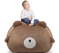 GAGAKU Cuddly Toy Bean Bag Storage Cover Bear 200 L, XXL Toy Storage Bag for Children's Room Large Bear Fillable Zip Bean Bag for Organising - Brown