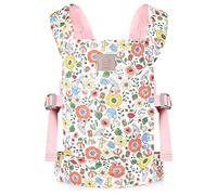 GAGAKU Doll Carrier Dolls Belly Carrier Doll Accessories Baby Carrier for Children Shoulder Straps Crosses Front and Back 100% Cotton Pink Teapot