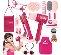 GAGAKU Kids Hairdressing Set Realistic Girl Beauty Salon Playset Hair Styling Set with Blow Dryer Scissors and Stylist Accessories Pretend Play Toys For Girls Age 3-8