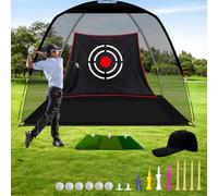 Gagalileo Golf Nets for Backyard Driving Range - 10x7x6FT with Target and Carry Bag (Pro Black)