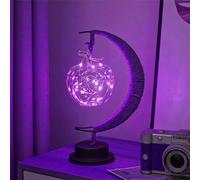 GAGALU The Enchanted Lunar Lamp, Hanging LED Moon Lamp with, USB/Battery Powered, Suitable for home bedroom party holiday warm moonlight gift lamp (Purple)