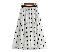 GAGALU Tulle Skirts Women's Mesh Long Skirt Polka Dot Embroidered Skirt-White-OneSize