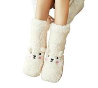 GAGALU Womens Socks Winter Floor Socks Women Autumn And Winter Velvet Coral Fleece Socks Sleep Home Slippers Snow Socks Bear Carpet Socks-White Bear-5.5-8.5