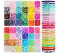 GAGANIU 2400pcs Pearl Beads, beads, 47 Colors beads for beacelets, Multicolor Bracelet Making Kit Round beads for Jewelry Making with Elastic String, DIY Crafts Beads Set.